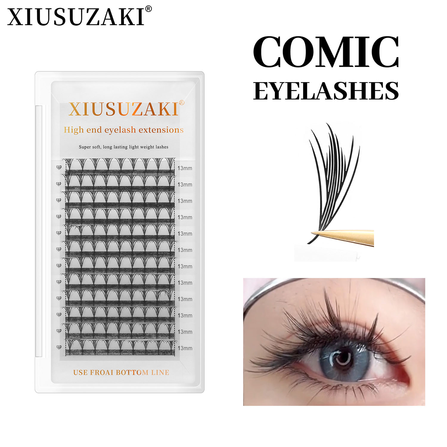Eyelash Extension Volume Styles - XIUSUZAKI-pestañas Pteris cómicas, nuevo estilo, extensiones